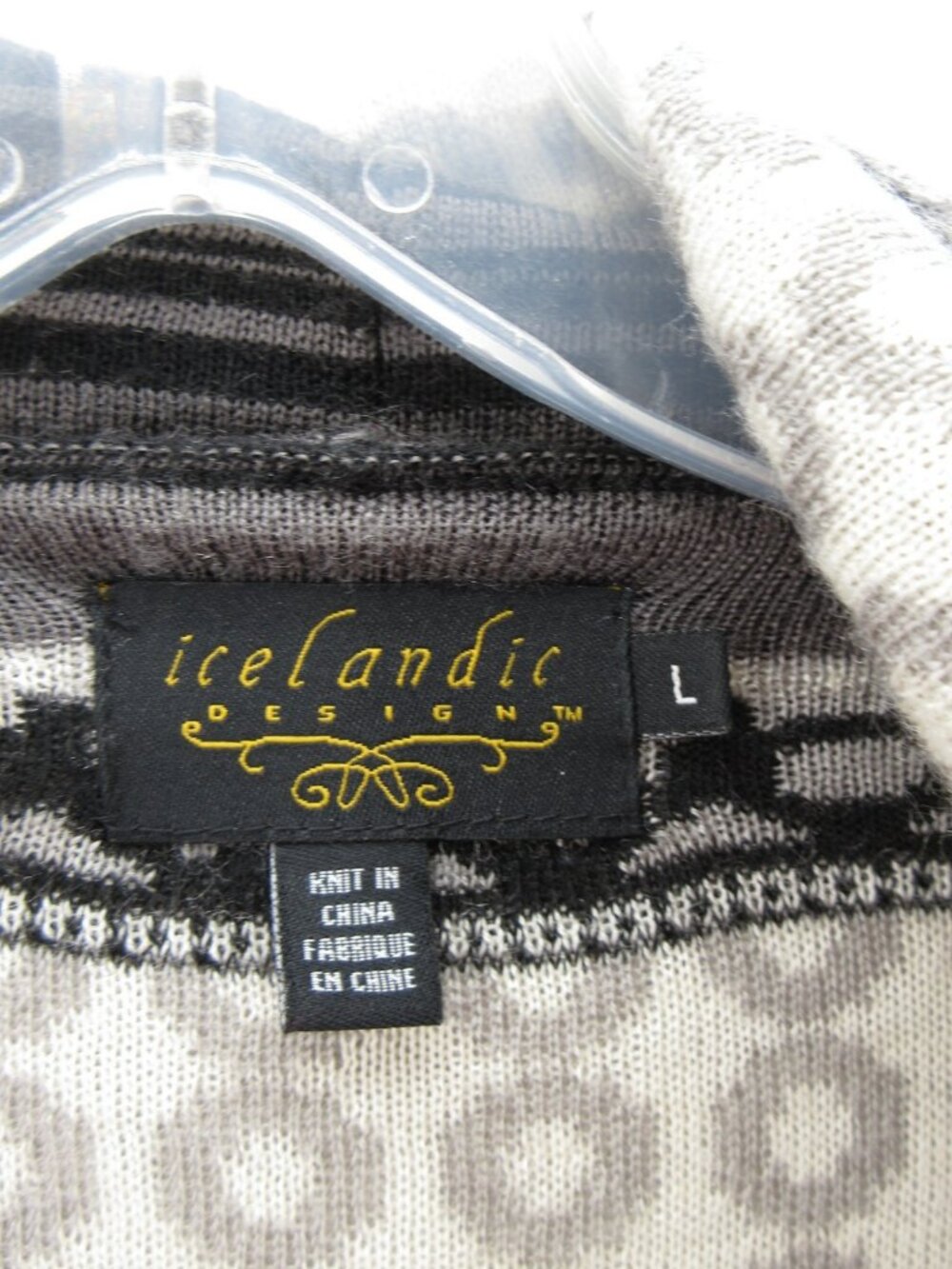 Icelandic Design Sweater Large Wool Open Cardigan Shawl Fair Isle * - Picture 10 of 12